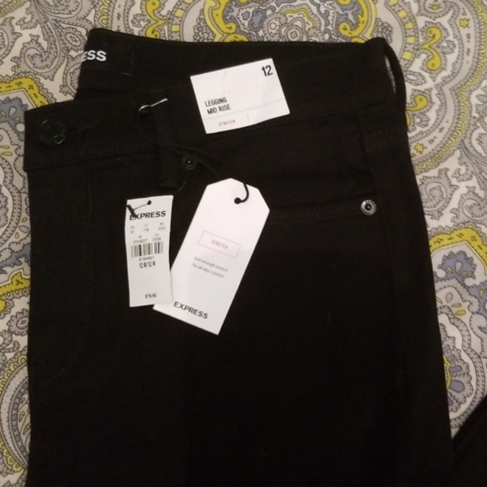 Express Black  Mid Rise Stretch Legging Size 12